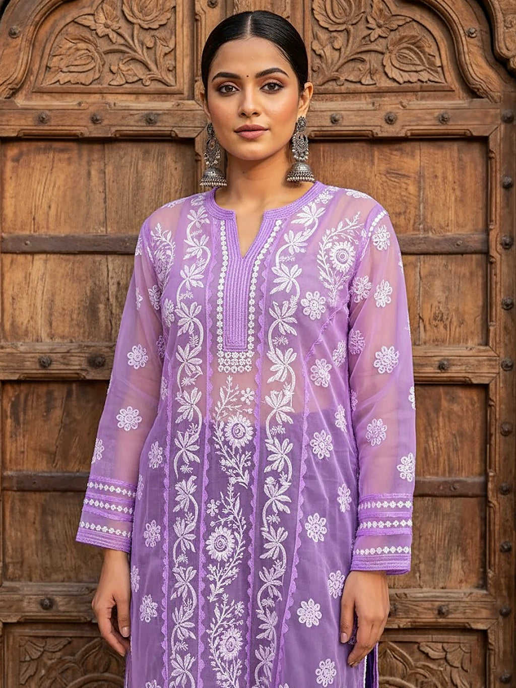 Avya Chikankari Kurta - Lilac