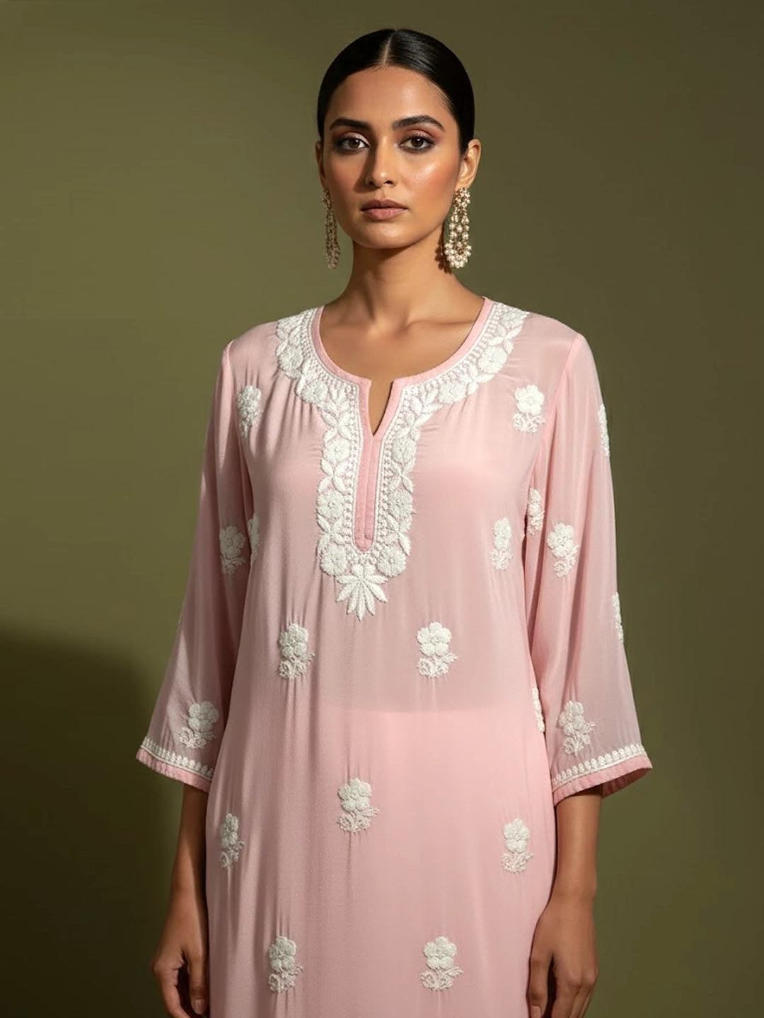 Adda Chikankari Kurta - Baby Pink