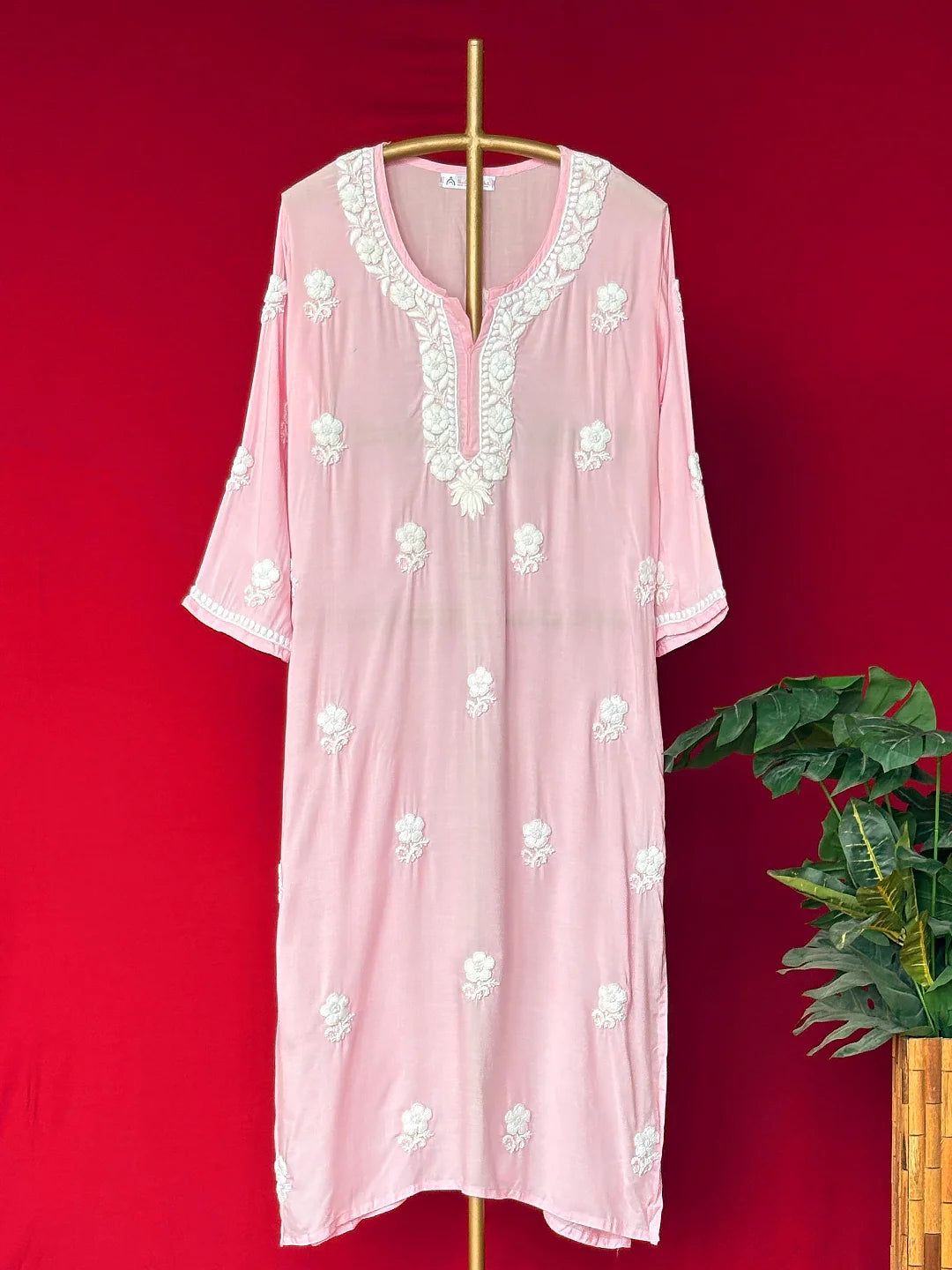 Adda Chikankari Kurta - Baby Pink