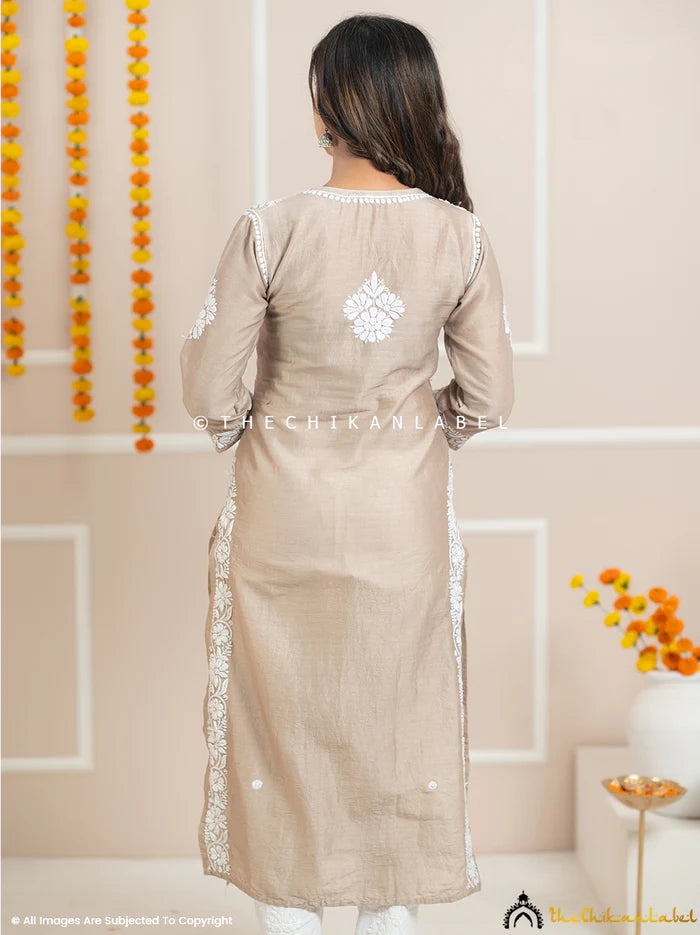 Uzma Chikankari Kurta - Beige