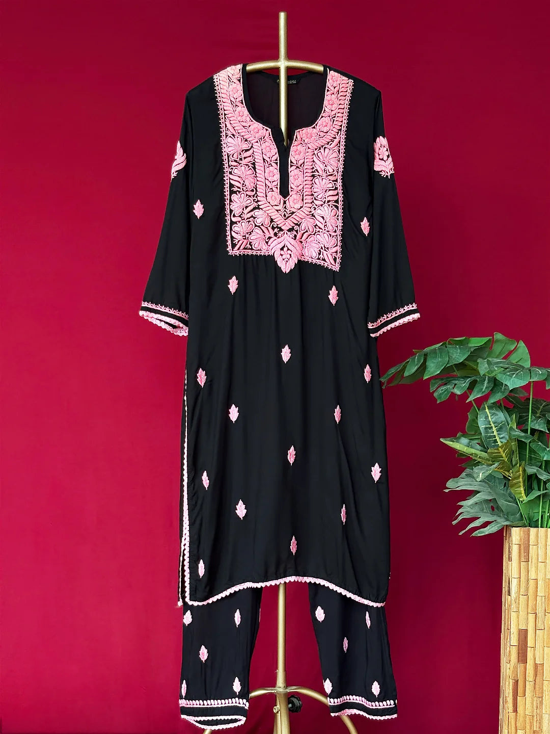 Black Adda Modal Chikankari Kurta Set