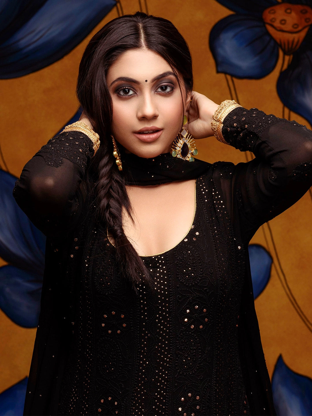 Reem Sameer Shaikh Shifa Viscose Chikankari Anarkali with Dupatta