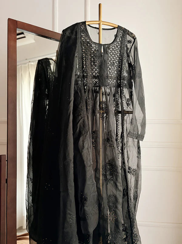 Ahilya Chikankari Kurta Set - Black