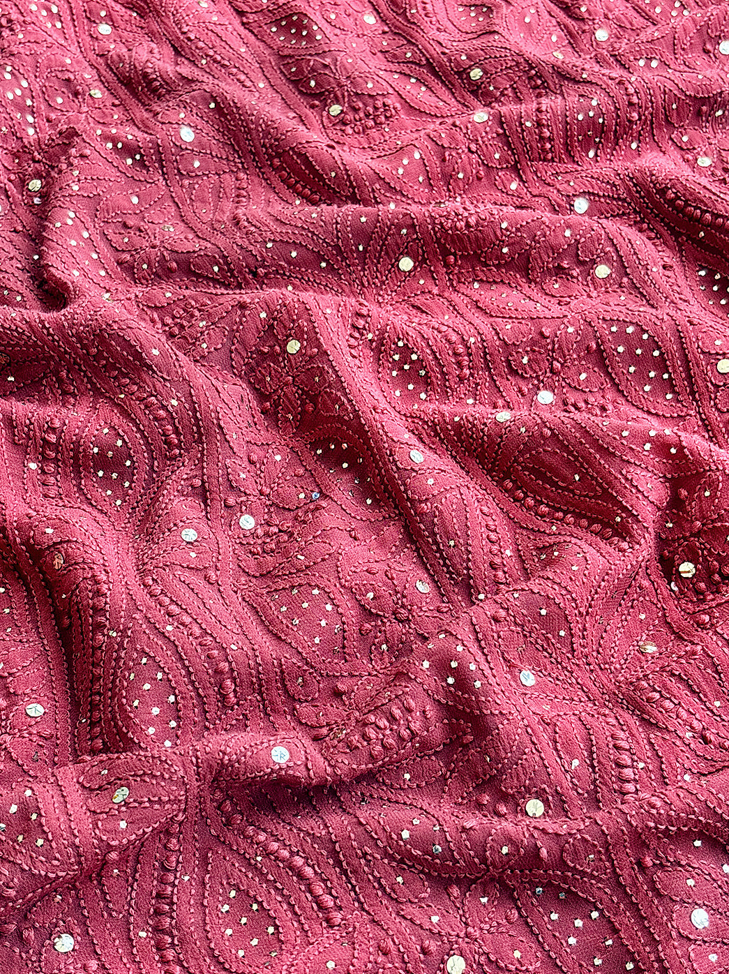 Coral Viscose Chikankari Un-Stitched Kurti Piece