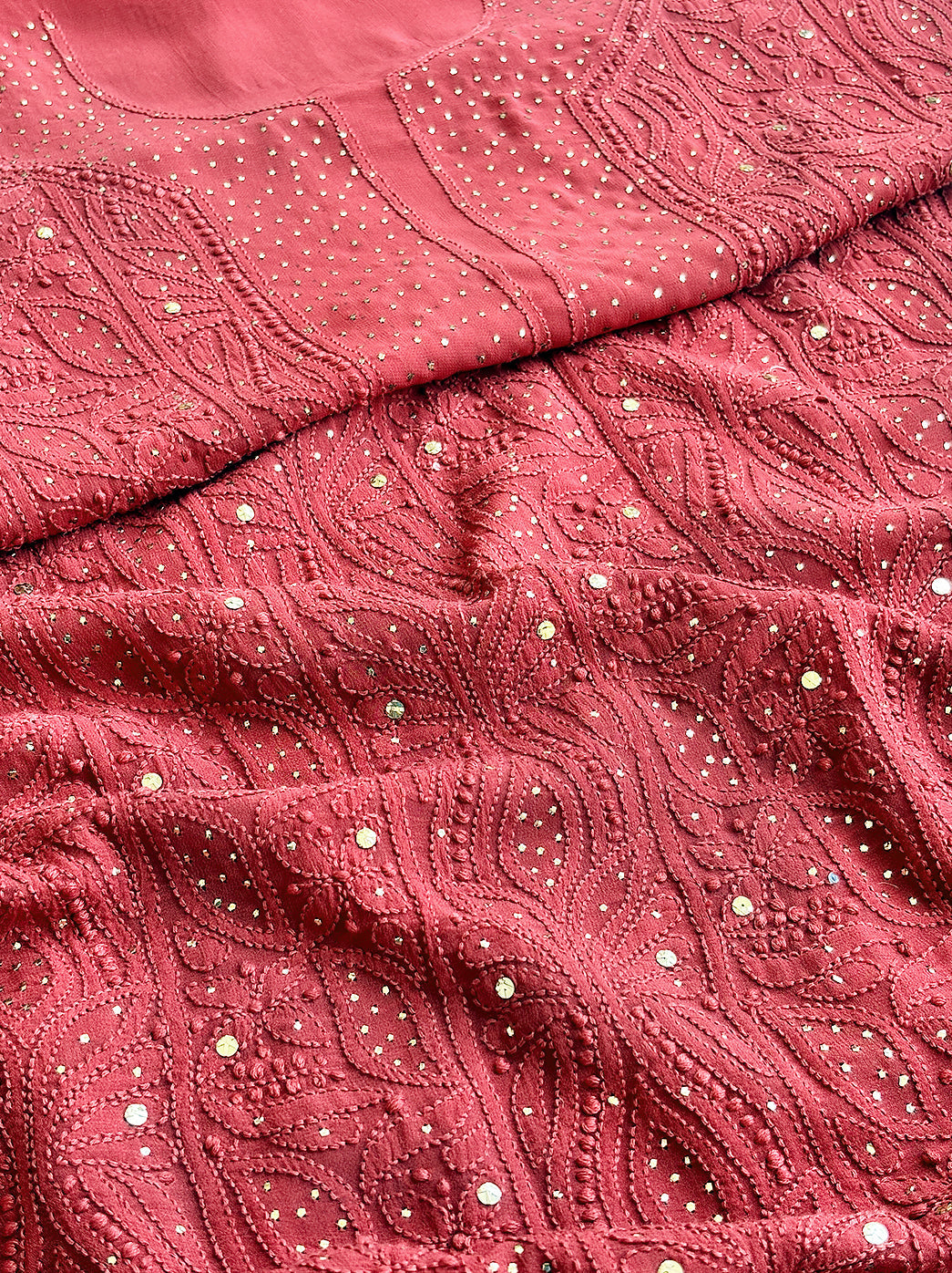 Coral Viscose Chikankari Un-Stitched Kurti Piece