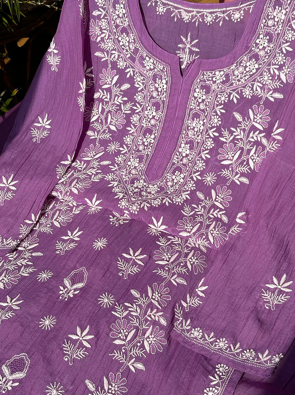 Eshika Chikankari Kurta Set - Purple