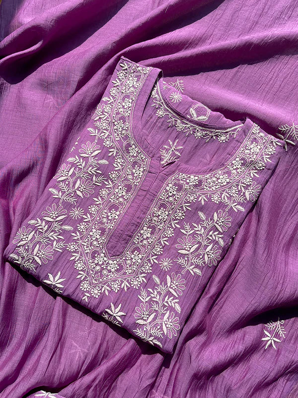 Eshika Chikankari Kurta Set - Purple