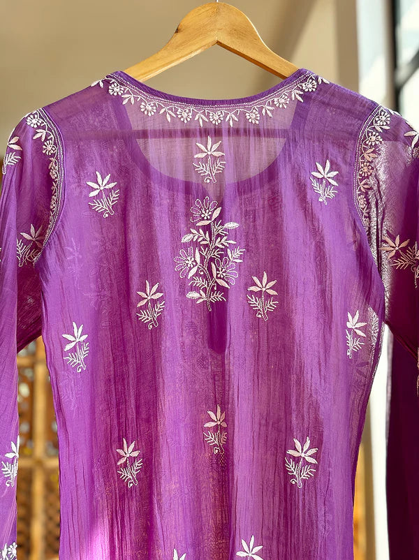 Eshika Chikankari Kurta Set - Purple