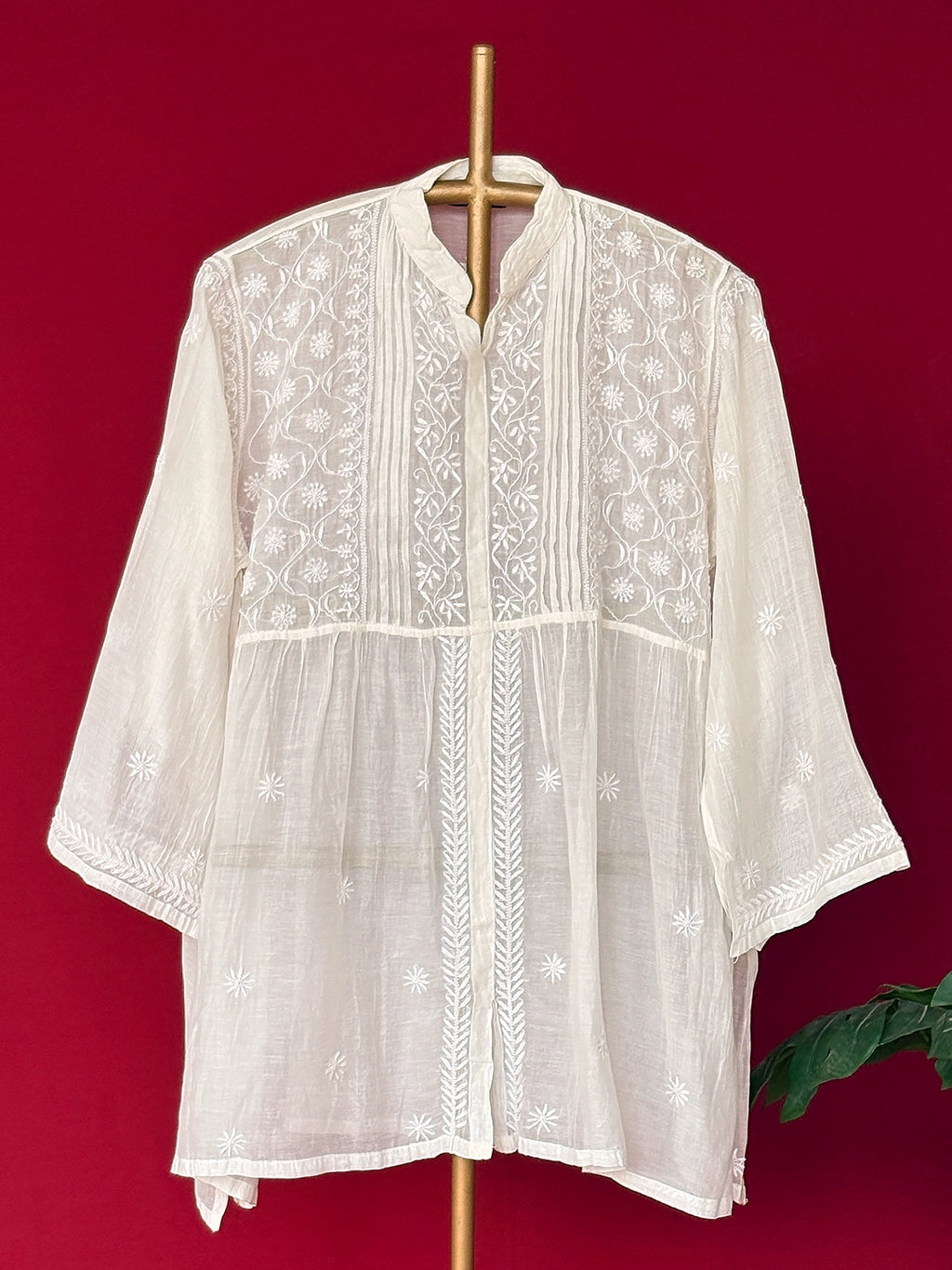 Feba Semi-Stitched Chikankari Short Kurta - White