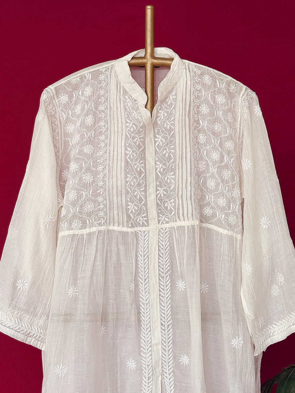 Feba Semi-Stitched Chikankari Short Kurta - White