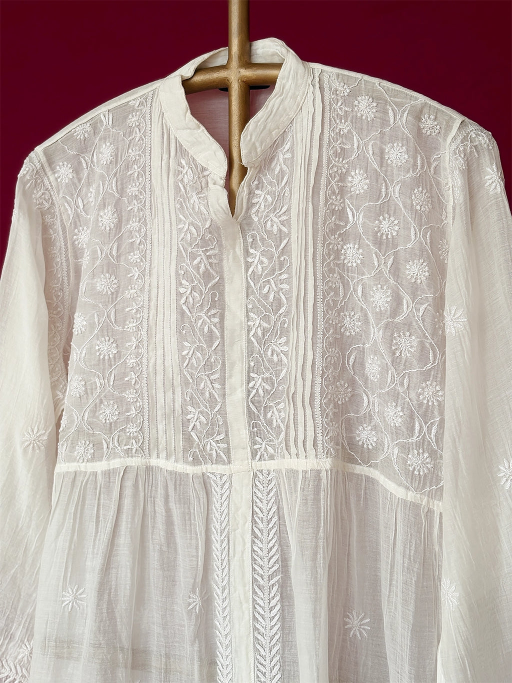 Feba Semi-Stitched Chikankari Short Kurta - White