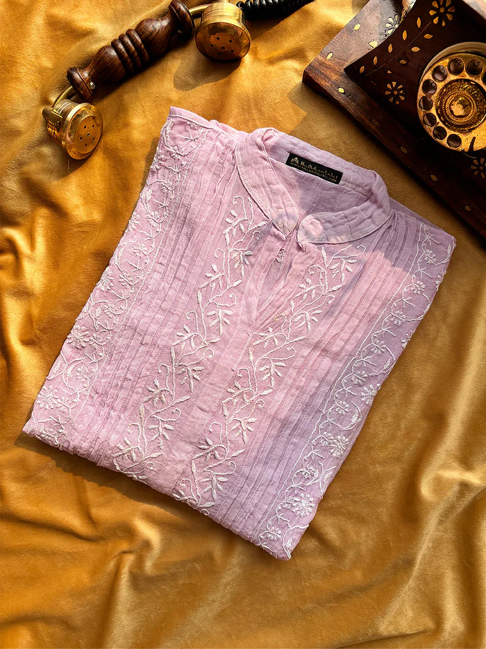 Feba Semi-Stitched Chikankari Short Kurta - Lavender