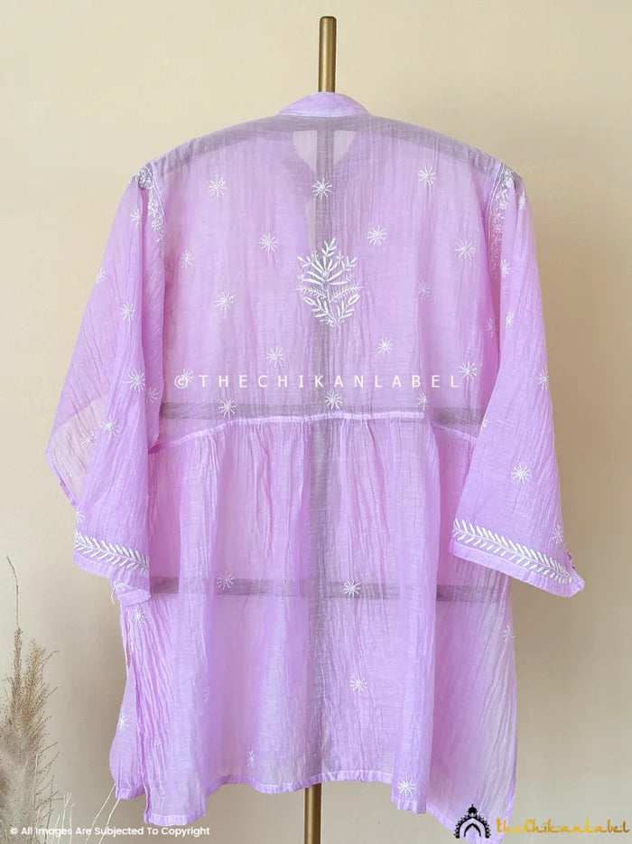 Feba Semi-Stitched Chikankari Short Kurta - Lavender
