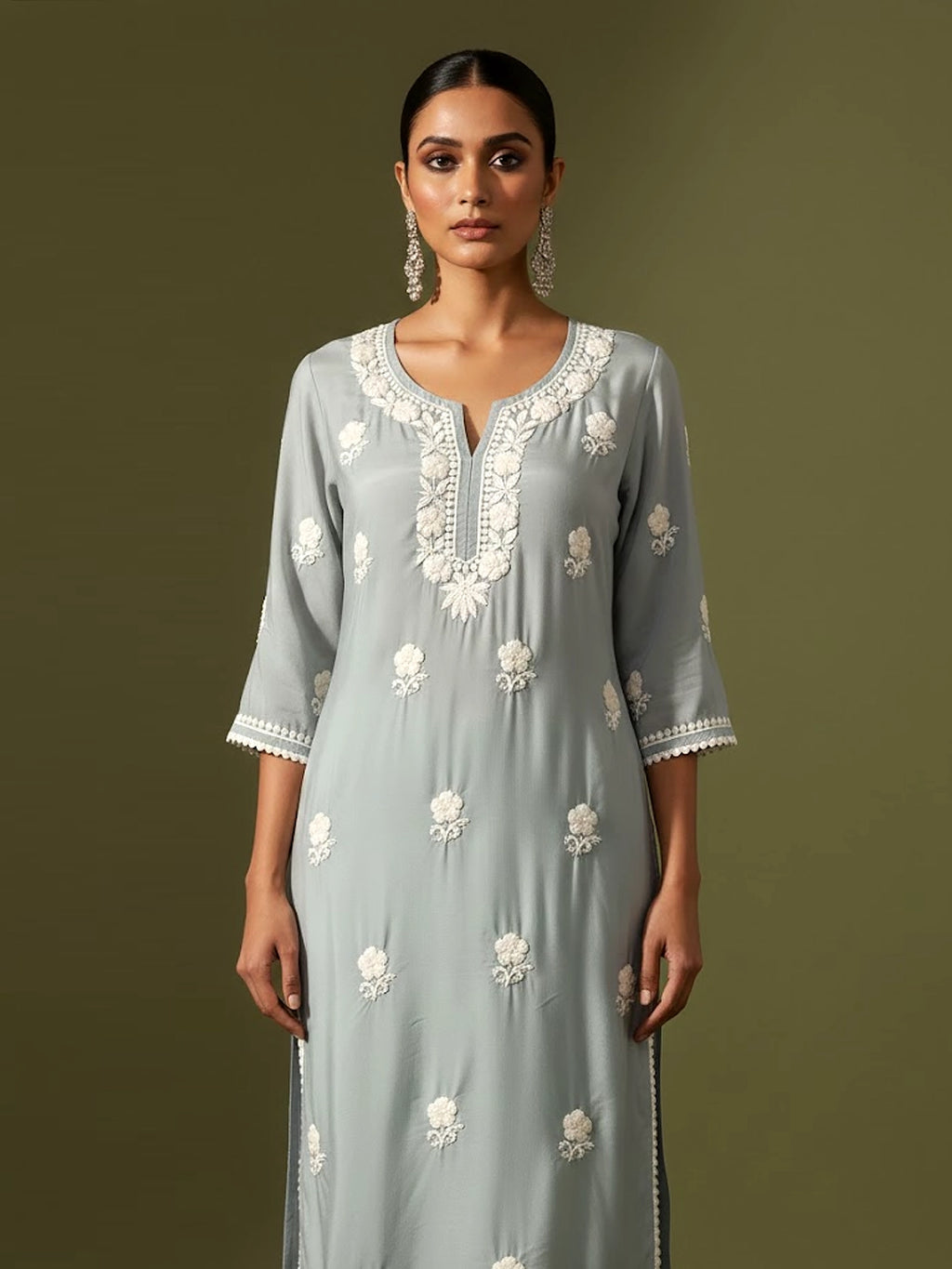 Adda Chikankari Kurta - Grey