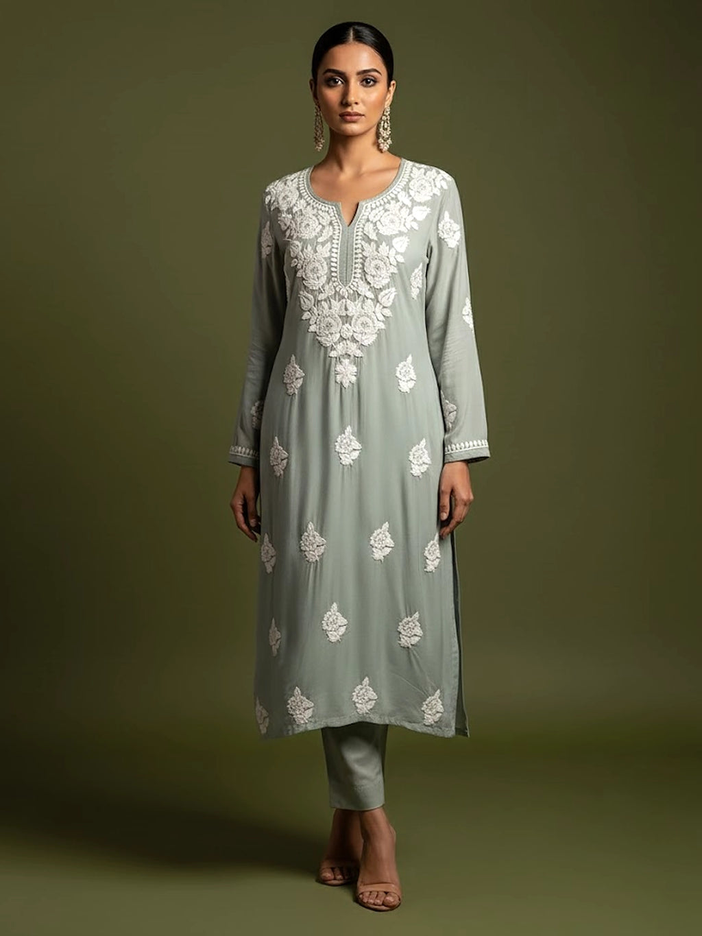 Adda Chikankari Kurta - Grey