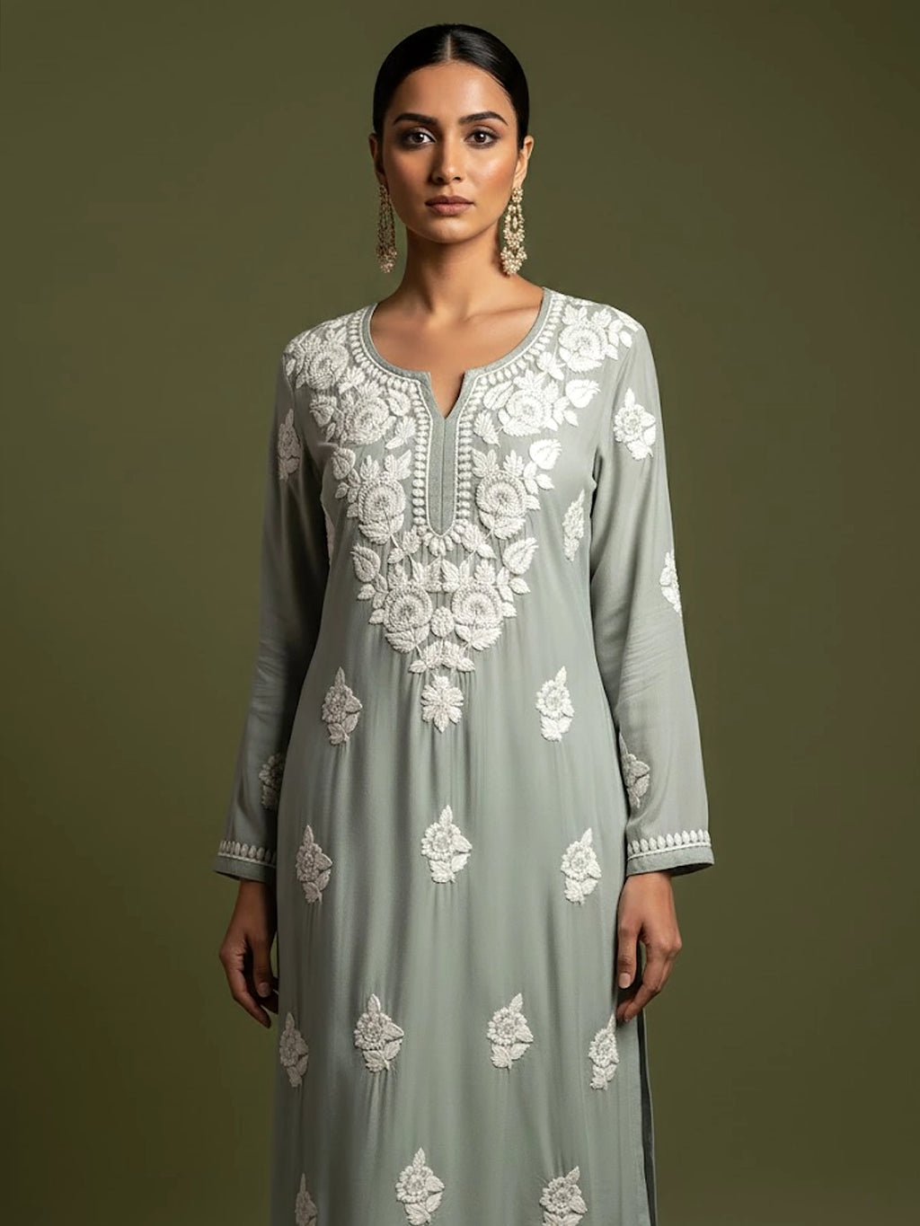 Adda Chikankari Kurta - Grey