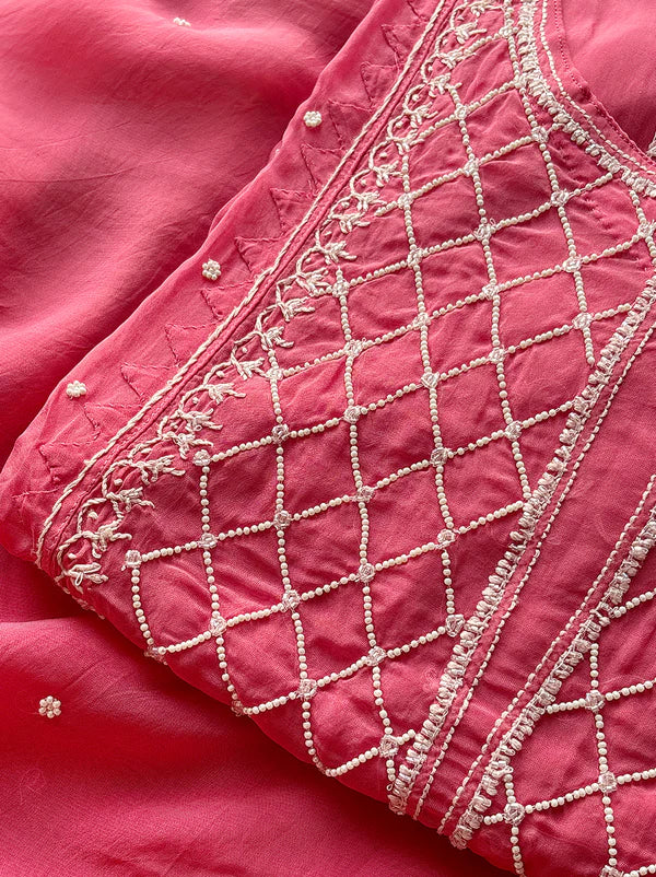 Hania Chikankari Kurti Piece with Dupatta - Gajri