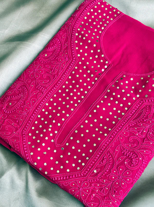 Arz Chikankari Kurti Piece - Hot Pink