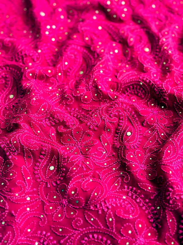 Arz Chikankari Kurti Piece - Hot Pink