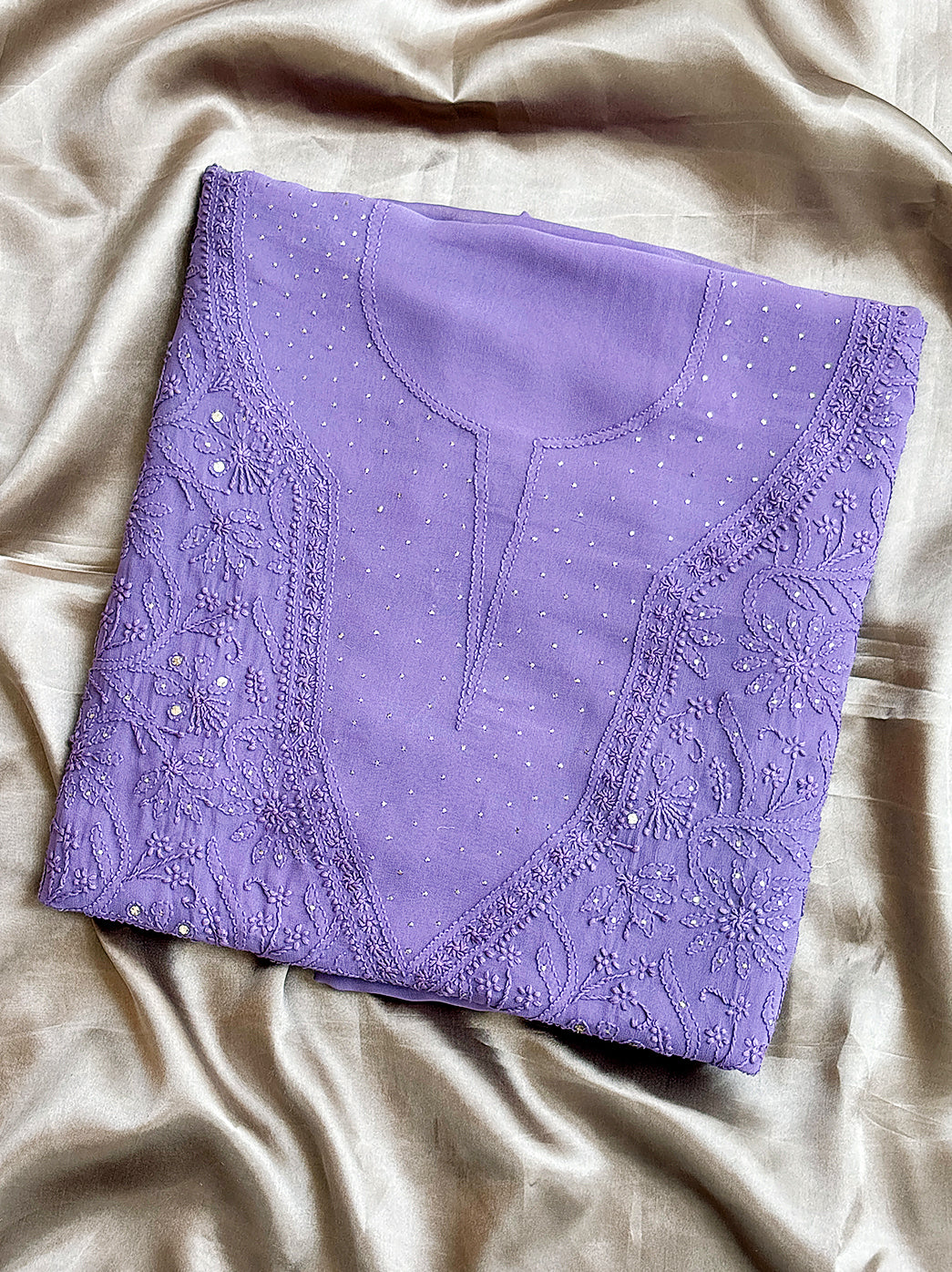 Lavender Viscose Chikankari Un-Stitched Kurti Piece