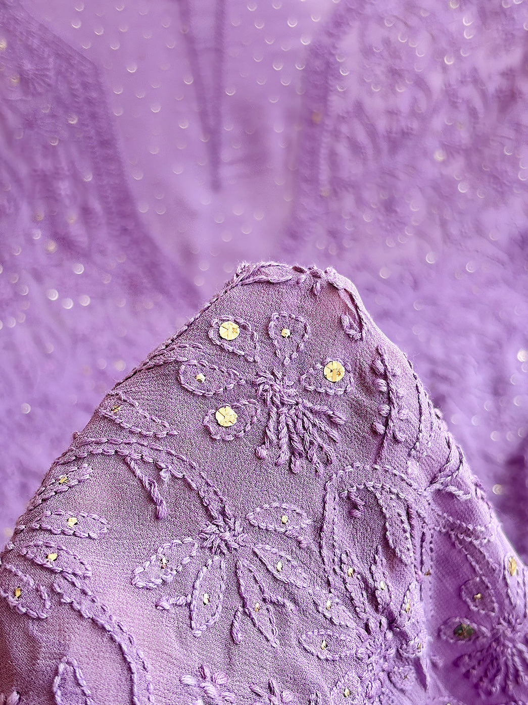 Lavender Viscose Chikankari Un-Stitched Kurti Piece