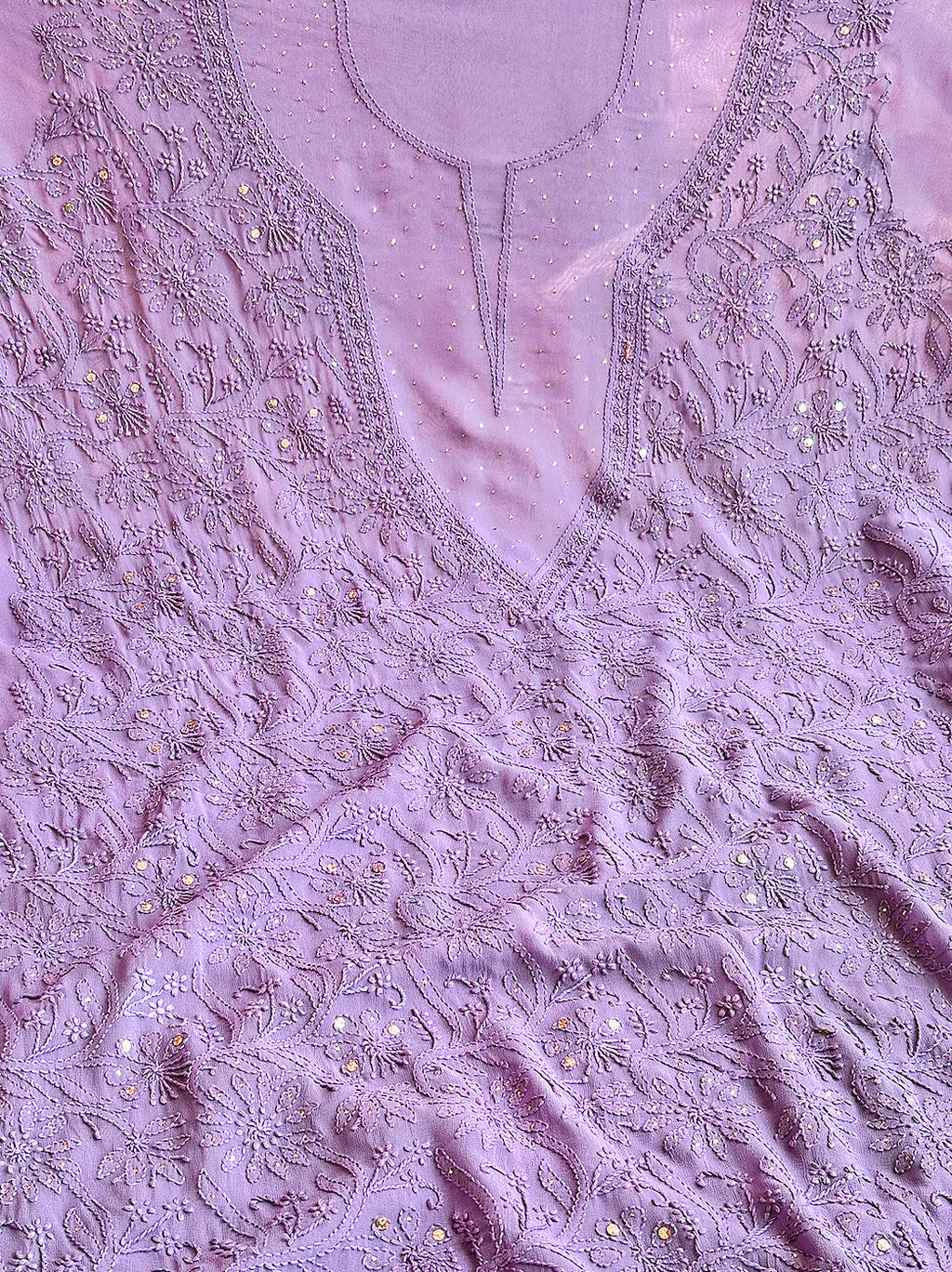 Lavender Viscose Chikankari Un-Stitched Kurti Piece