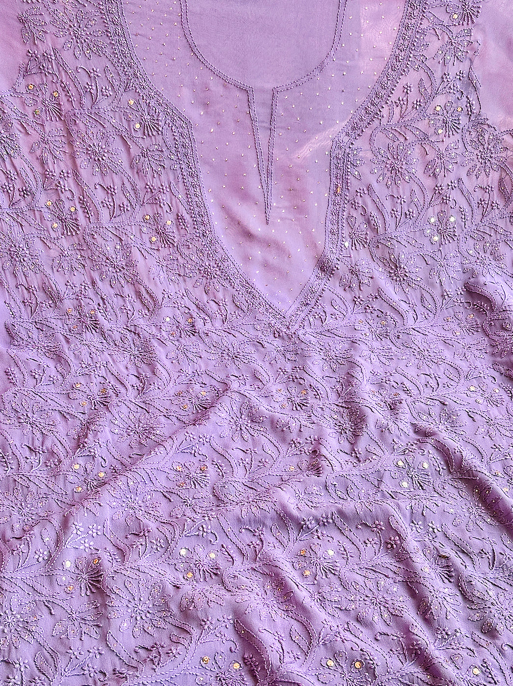 Lavender Viscose Chikankari Un-Stitched Kurti Piece