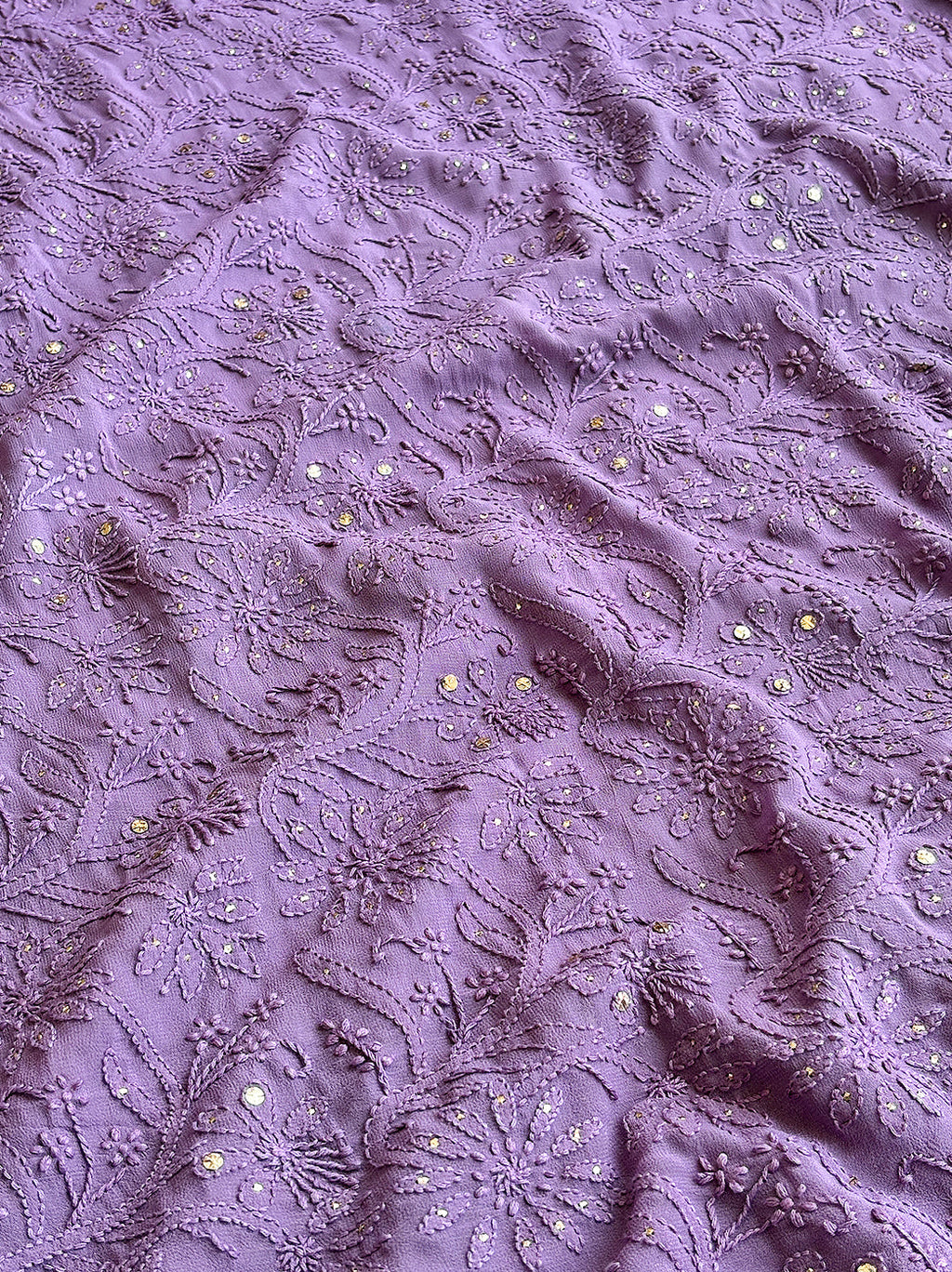 Lavender Viscose Chikankari Un-Stitched Kurti Piece