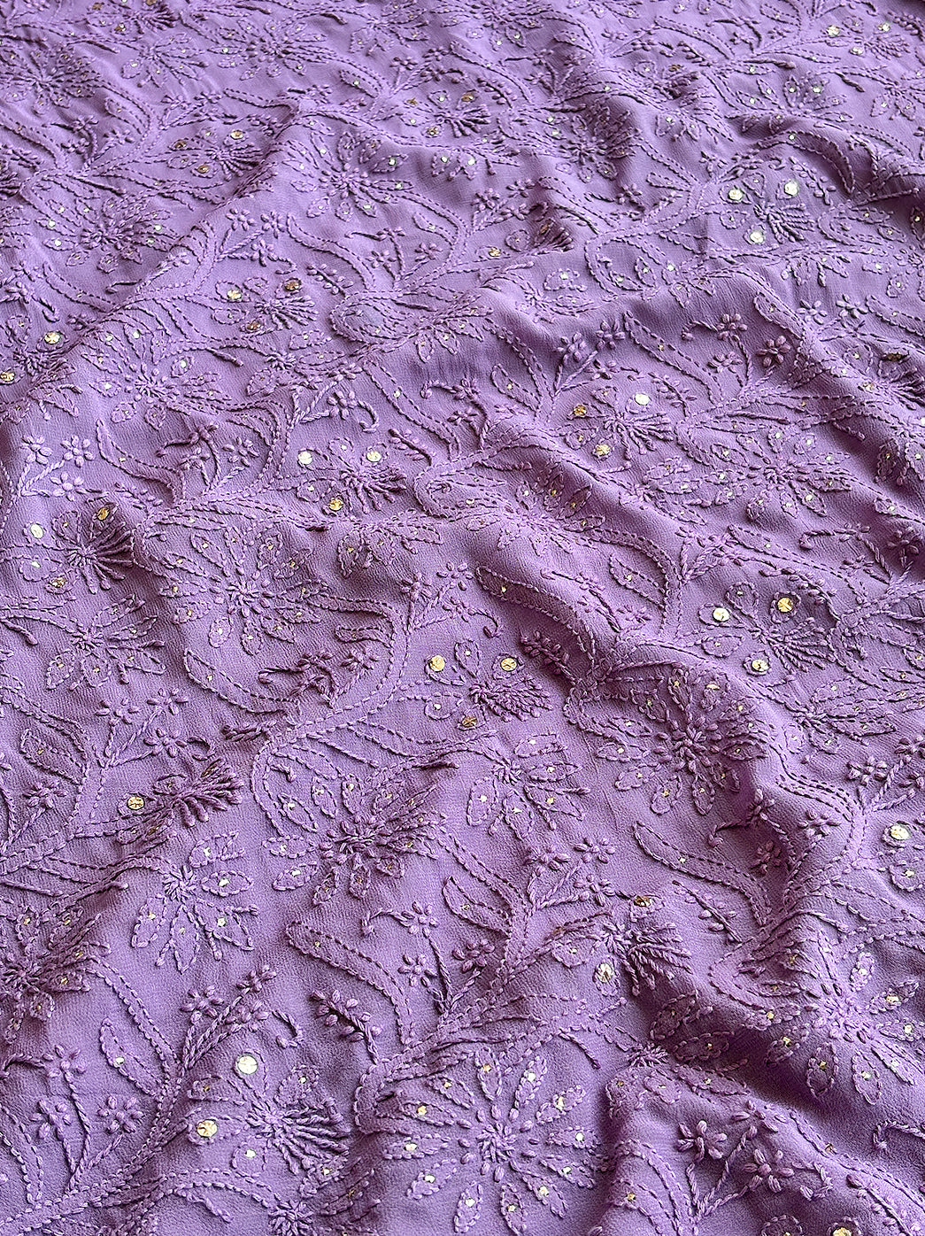 Lavender Viscose Chikankari Un-Stitched Kurti Piece