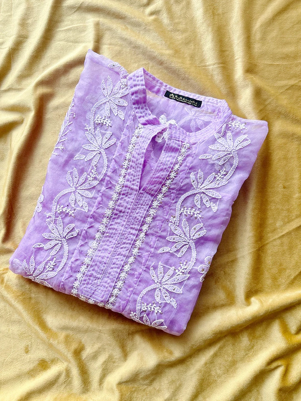 Purple Avya Organza Chikankari Kurta
