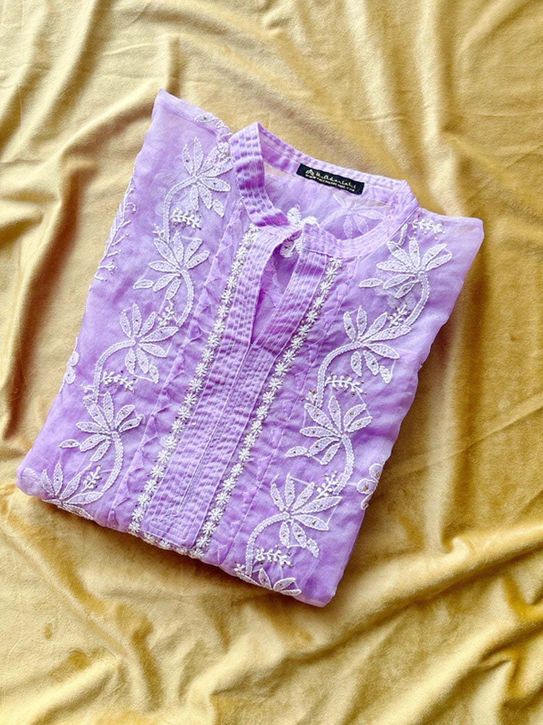 Purple Avya Organza Chikankari Kurta