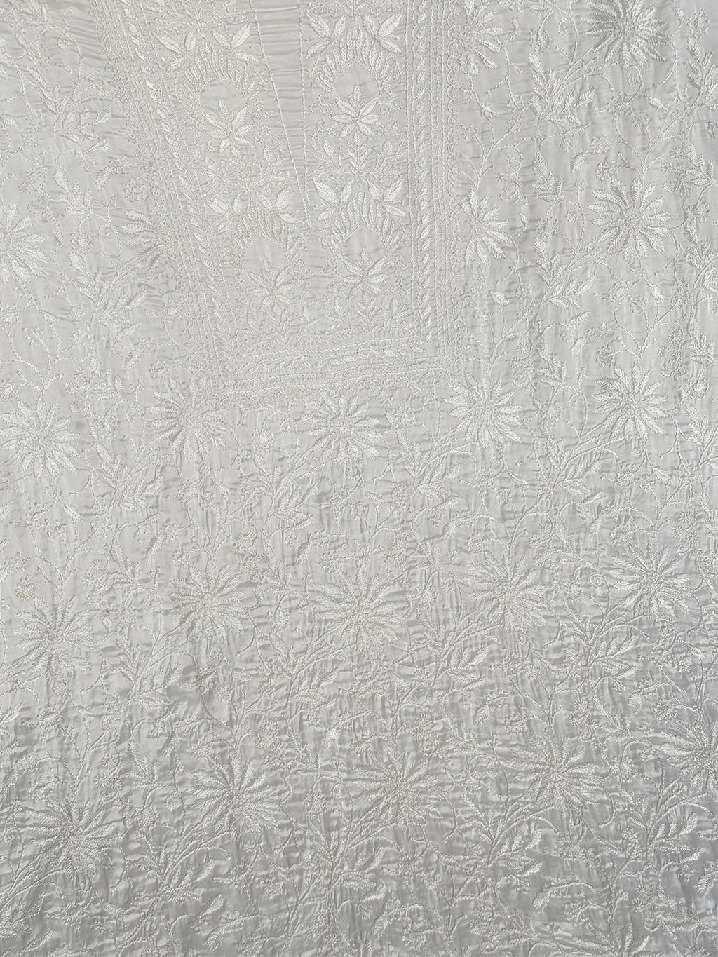 Mrunal Satin Modal Chikankari Kurti Piece with Dupatta - White