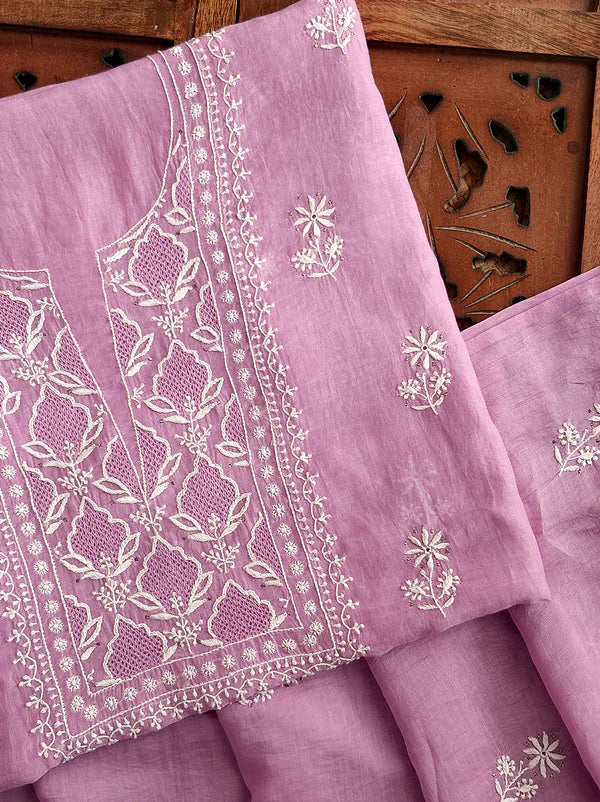 Parisha Chikankari Kurti Piece with Dupatta - Pink