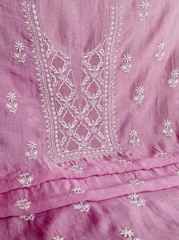 Parisha Chikankari Kurti Piece with Dupatta - Pink