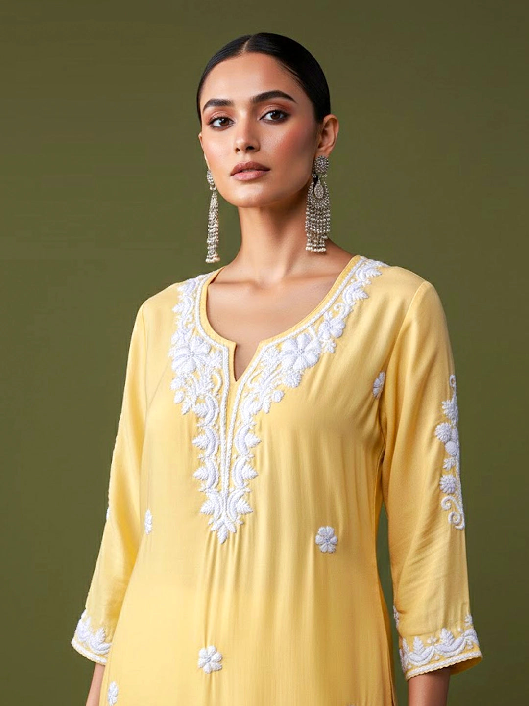 Adda Chikankari Kurta - Mustard