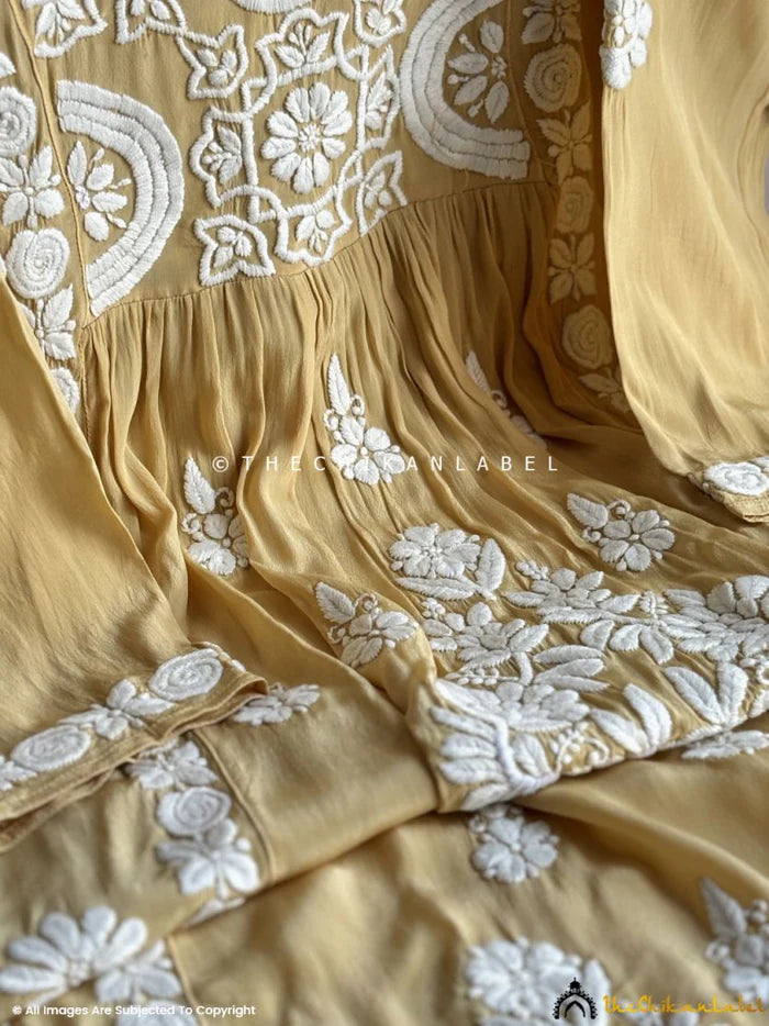 Jiyana Chikankari Kurta - Mustard