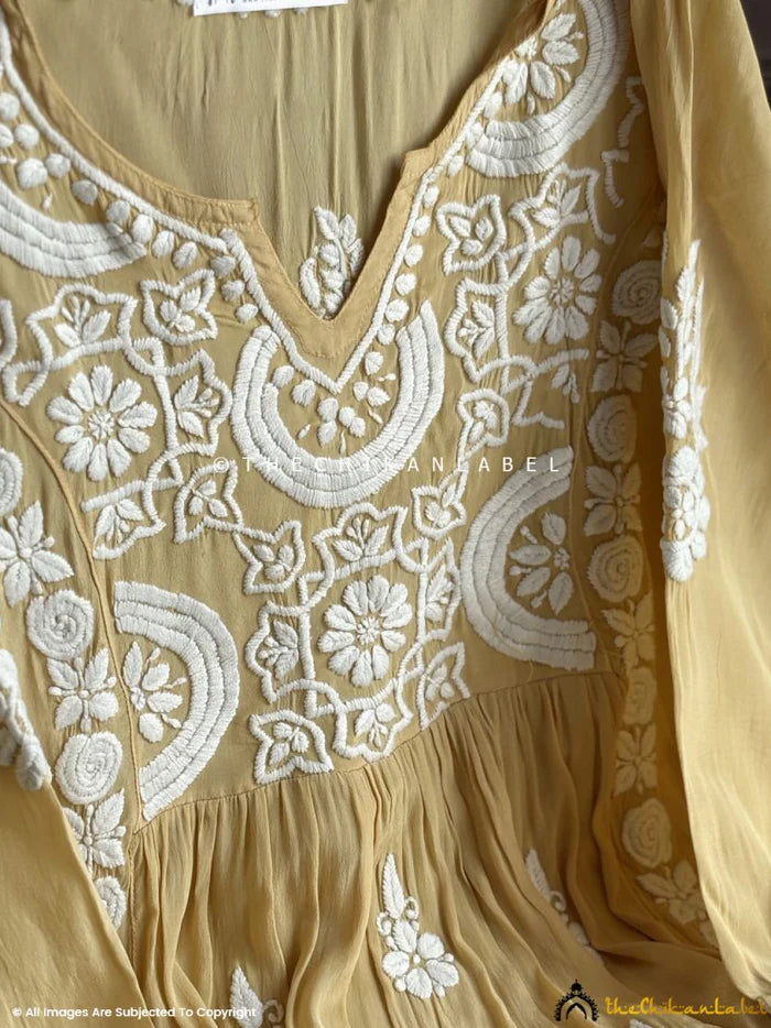 Jiyana Chikankari Kurta - Mustard