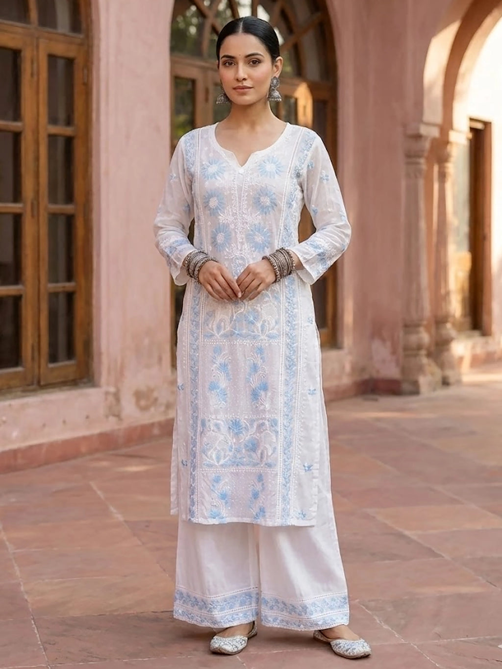 Neysa Chikankari Kurta - Blue