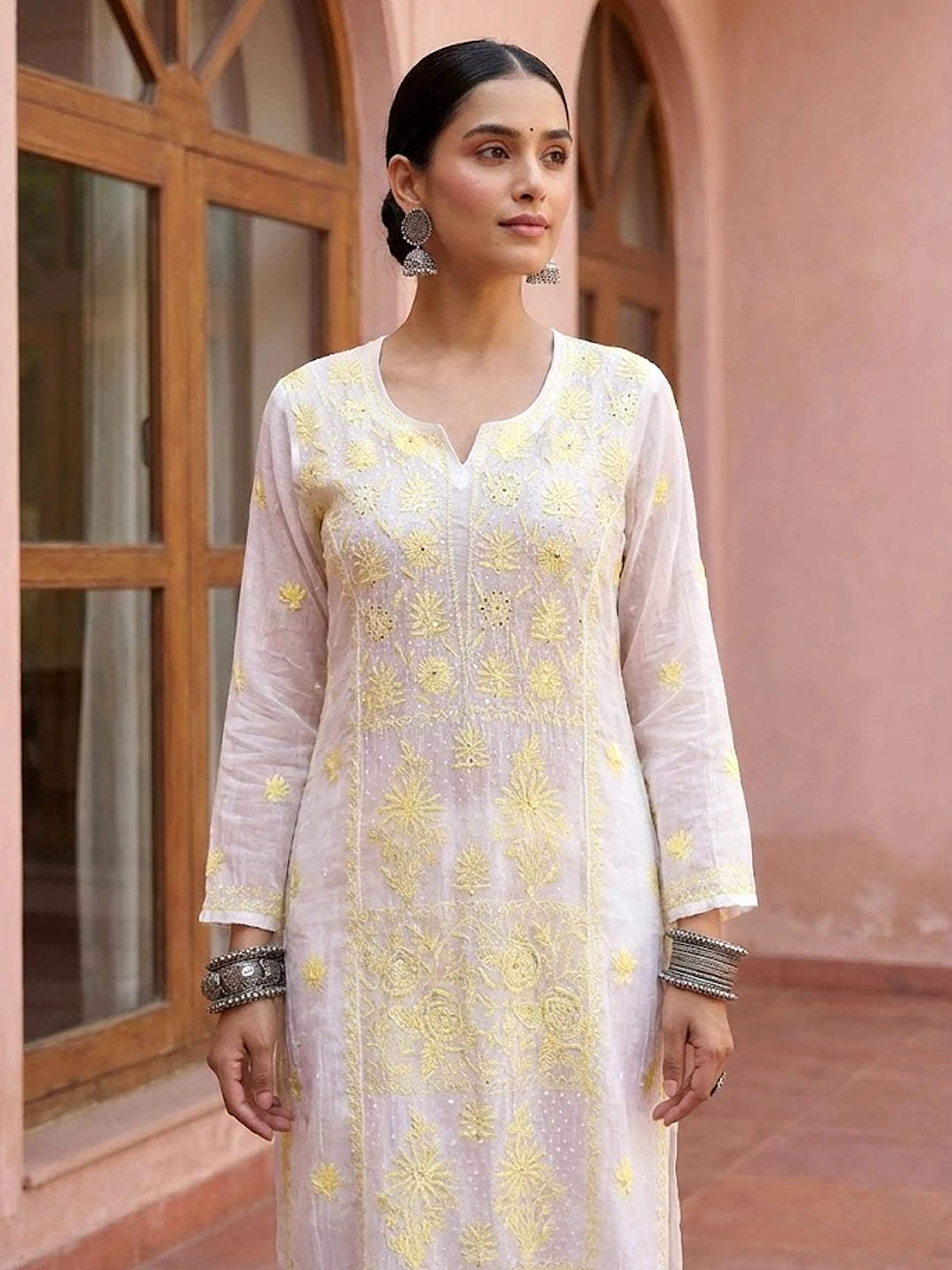 Neysa Chikankari Kurta - Yellow
