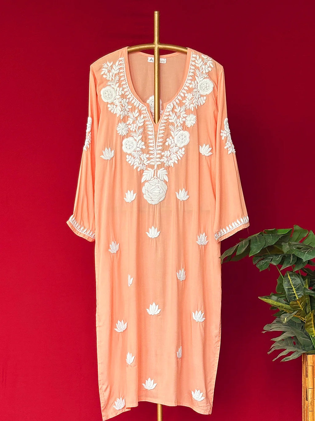 Adda Chikankari Kurta - Peach