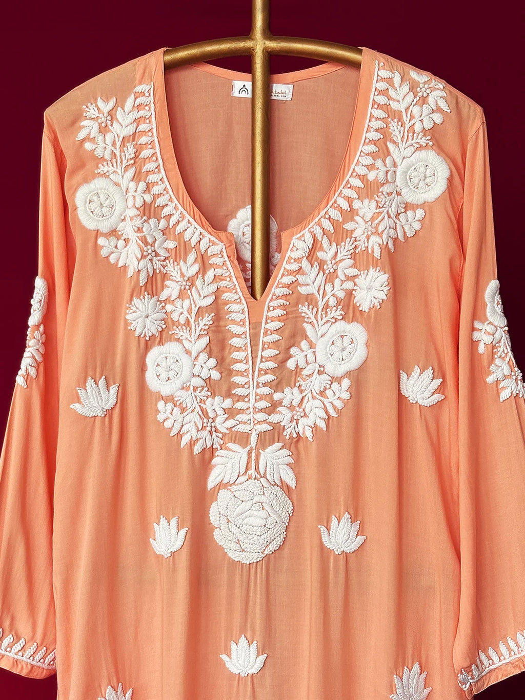 Adda Chikankari Kurta - Peach