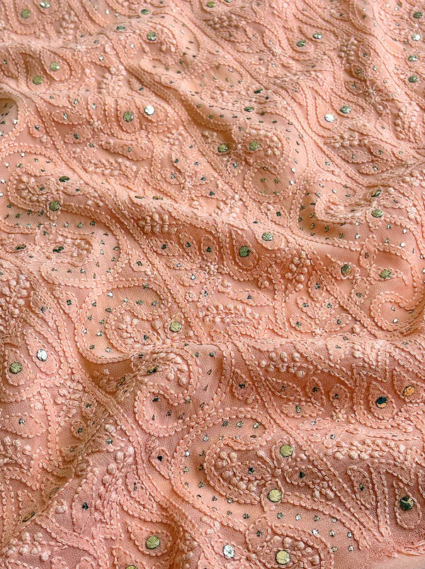 Arz Chikankari Kurti Piece - Peach