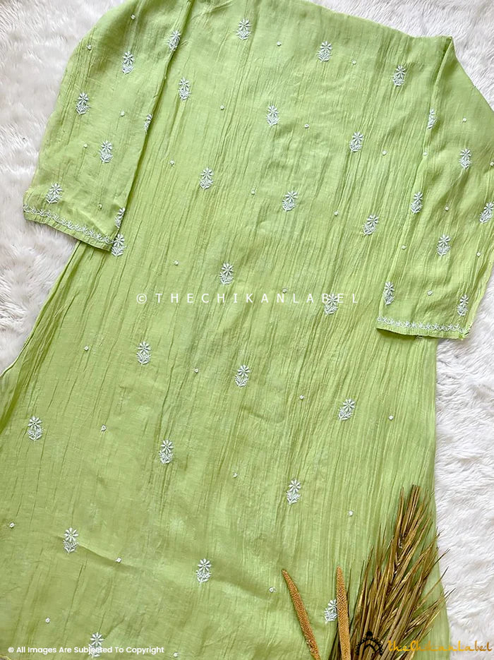 Gulaal Chikankari Kurta - Pista Green