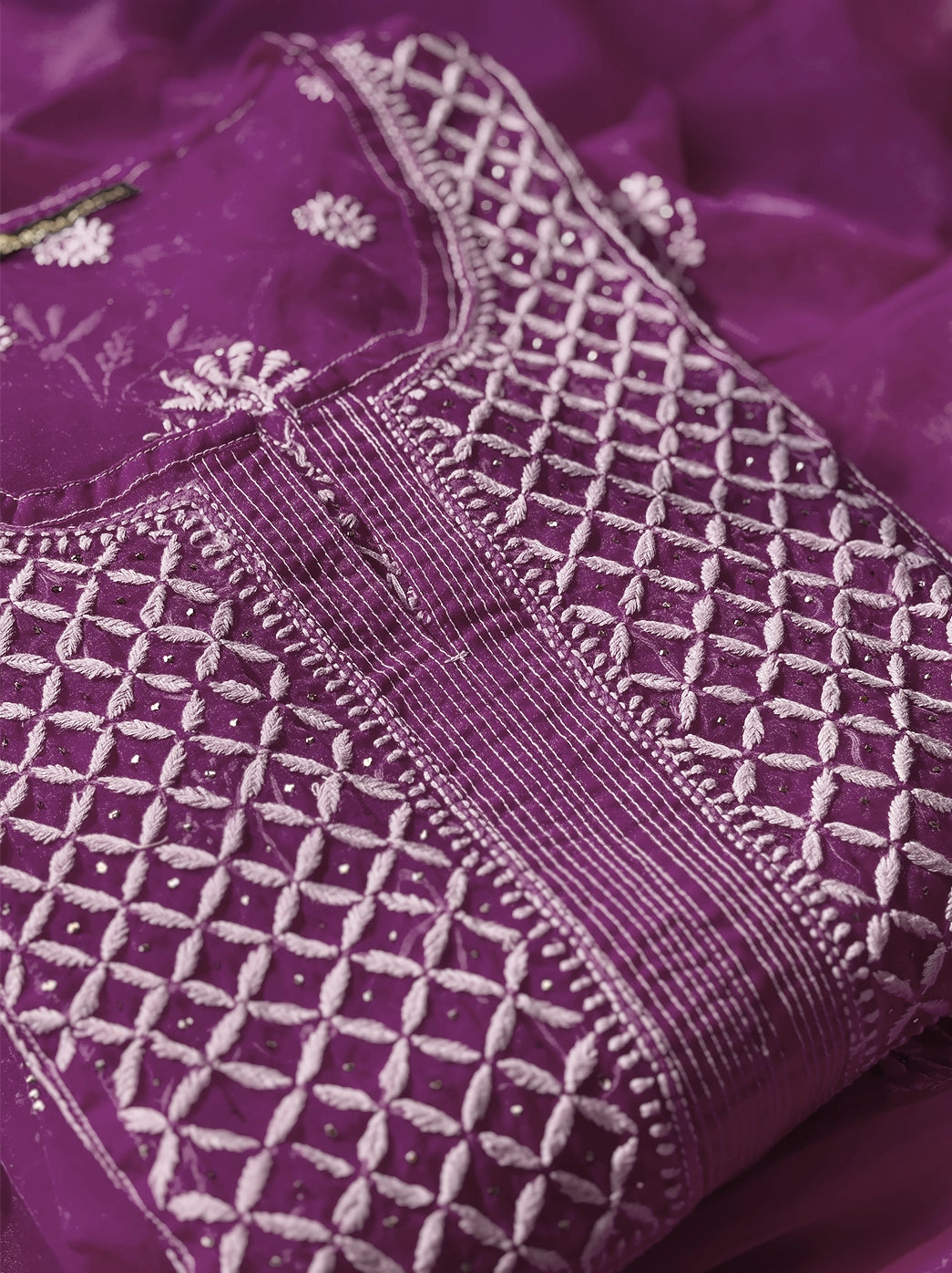 Ahilya Chikankari Kurta Set - Purple