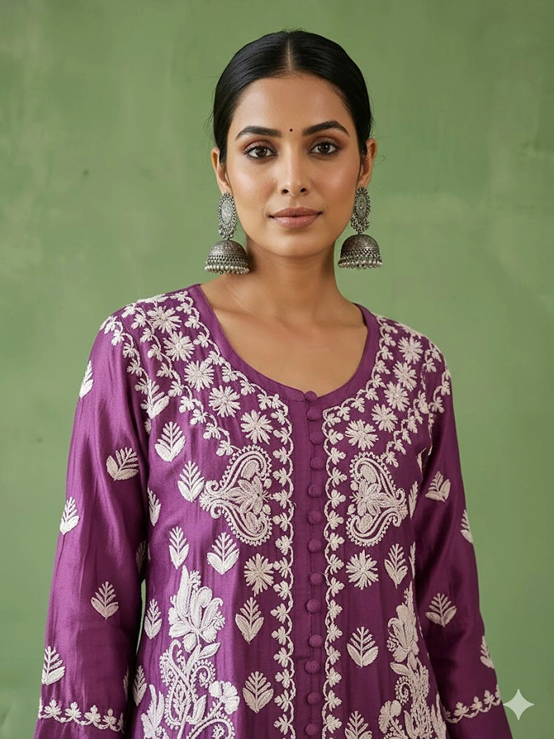 Jahan Chikankari Kurta Set - Purple