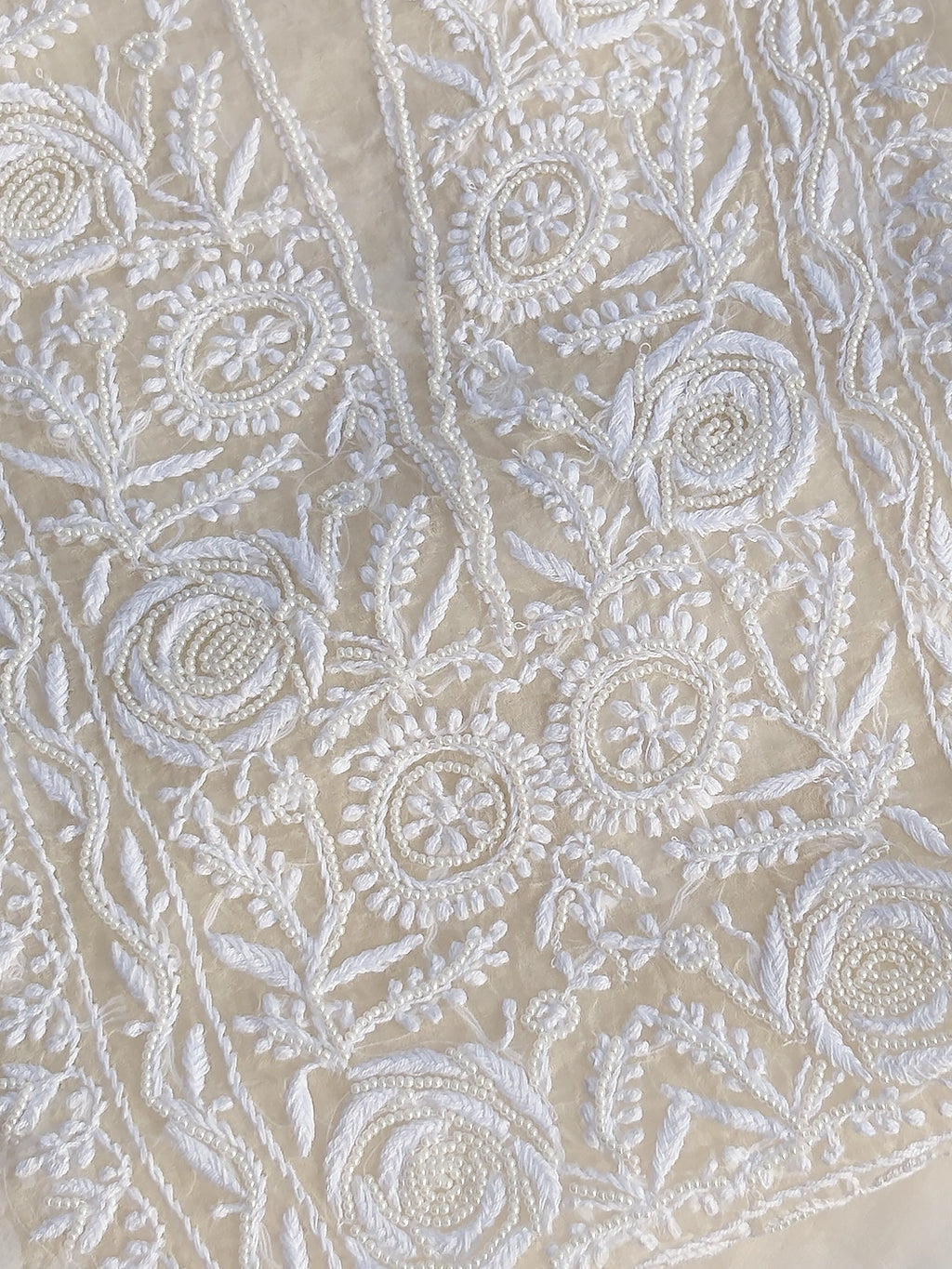 Qirat Organza Chikankari Kurti Piece with Dupatta - White