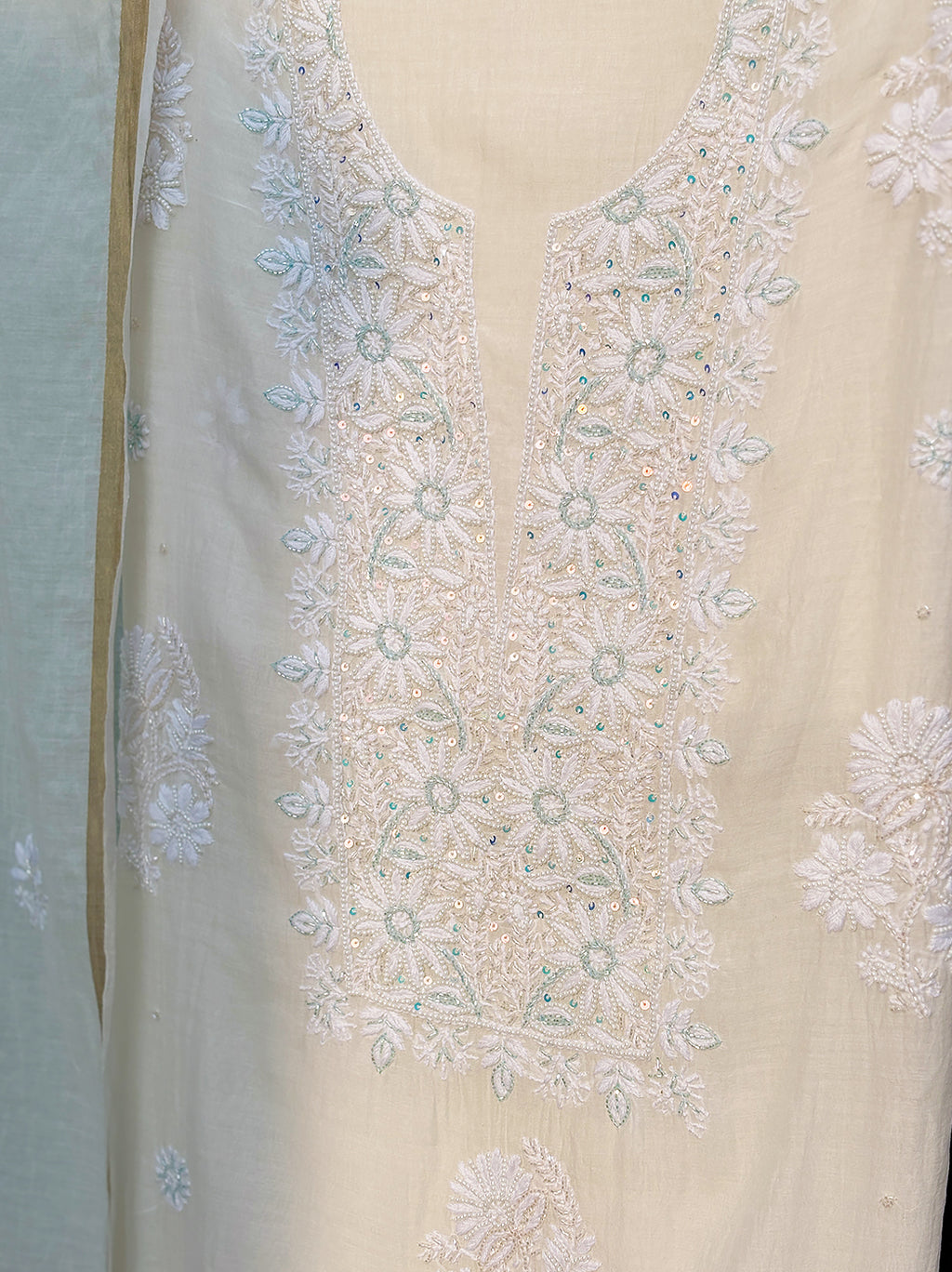 Raha Mul Chanderi Unstitched Kurti Piece with Dupatta - Blue