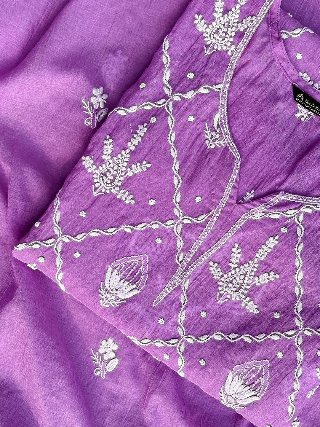 Rasik Chikankari Kurti Piece with Dupatta - Purple