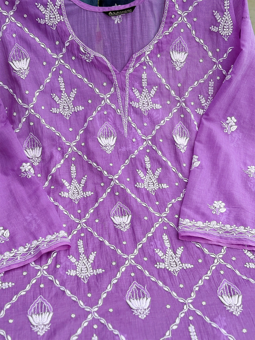 Rasik Chikankari Kurti Piece with Dupatta - Purple