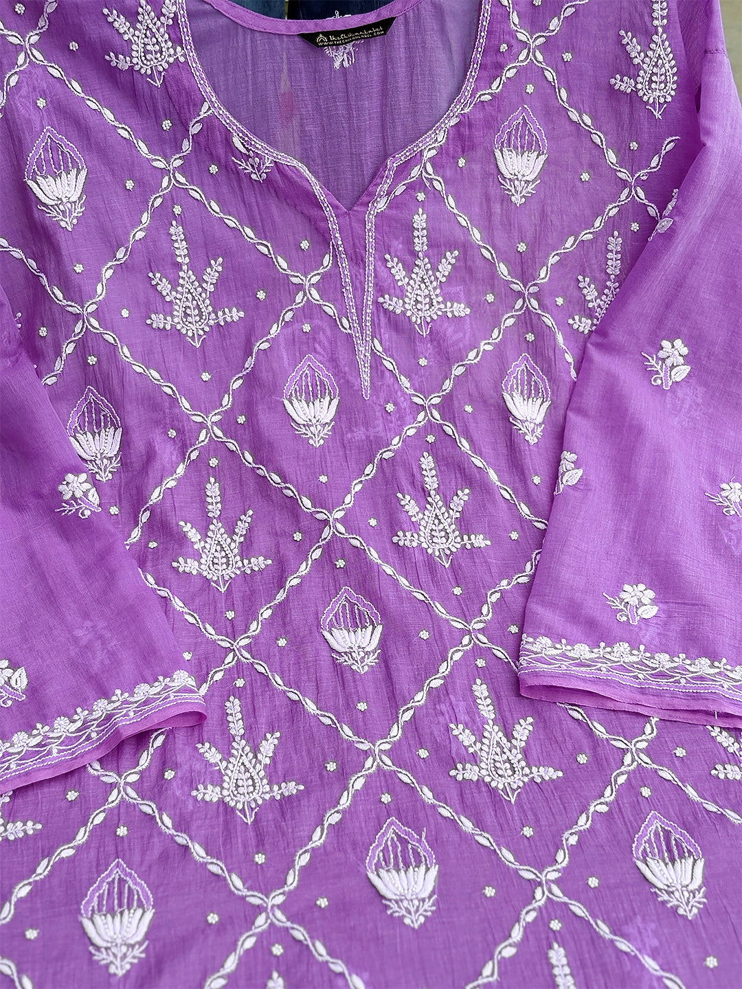 Rasik Chikankari Kurti Piece with Dupatta - Purple